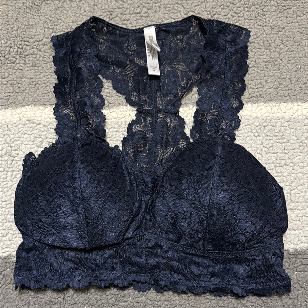Zenana Outfitters Blue Lace Racerback Bra